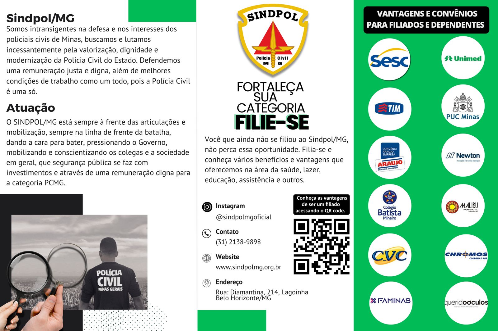 Não perca a oportunidade de obter descontos em nossos parceiros: Filia-se ao Sindpol/MG