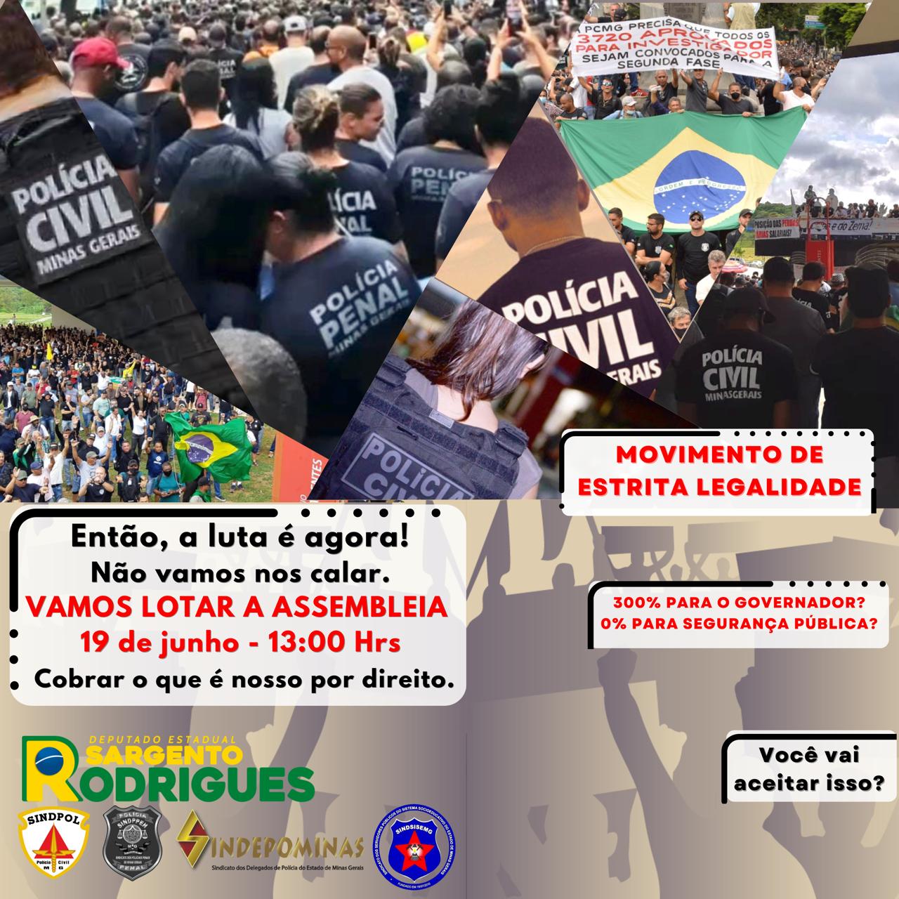 Contamos com você para Lotarmos a Assembleia Legislativa, dia 19 de Junho, às 13H:00.