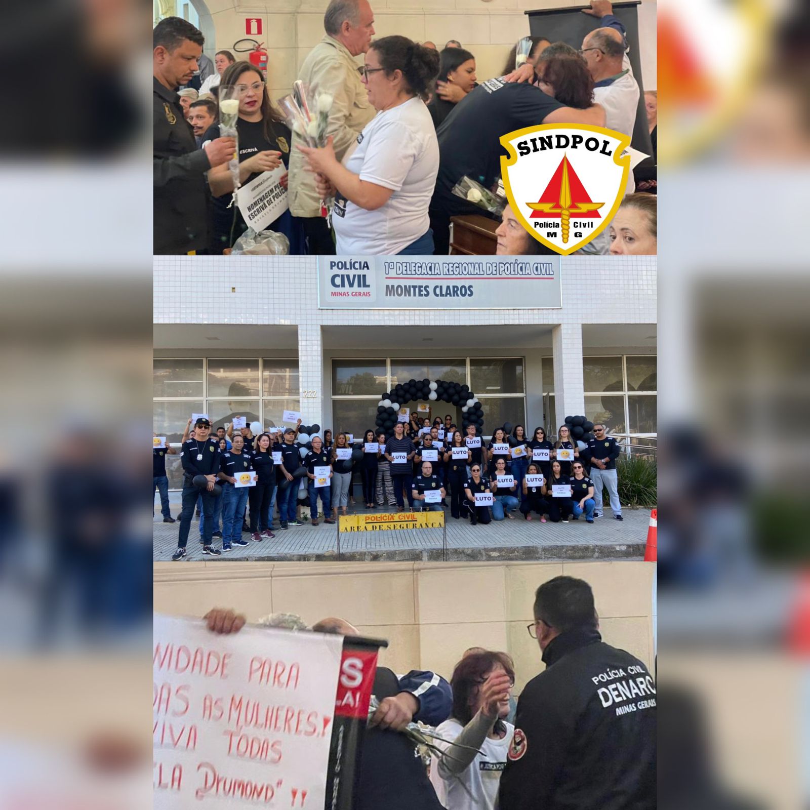 Sindpol/MG presta homenagem na missa de 7° dia da morte da escrivã Rafaela Drumond