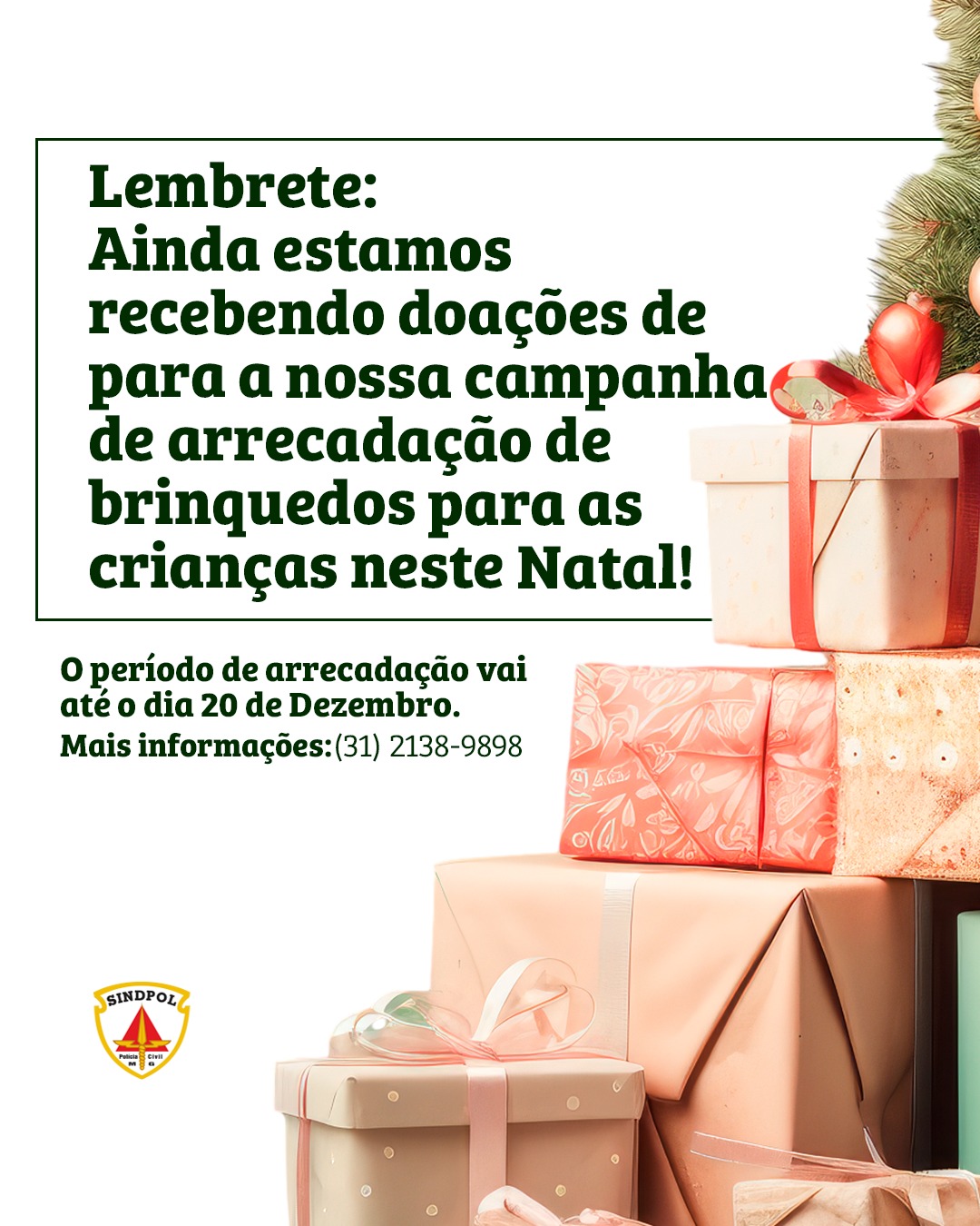 Campanha de Natal Sindpol/MG. Participe!