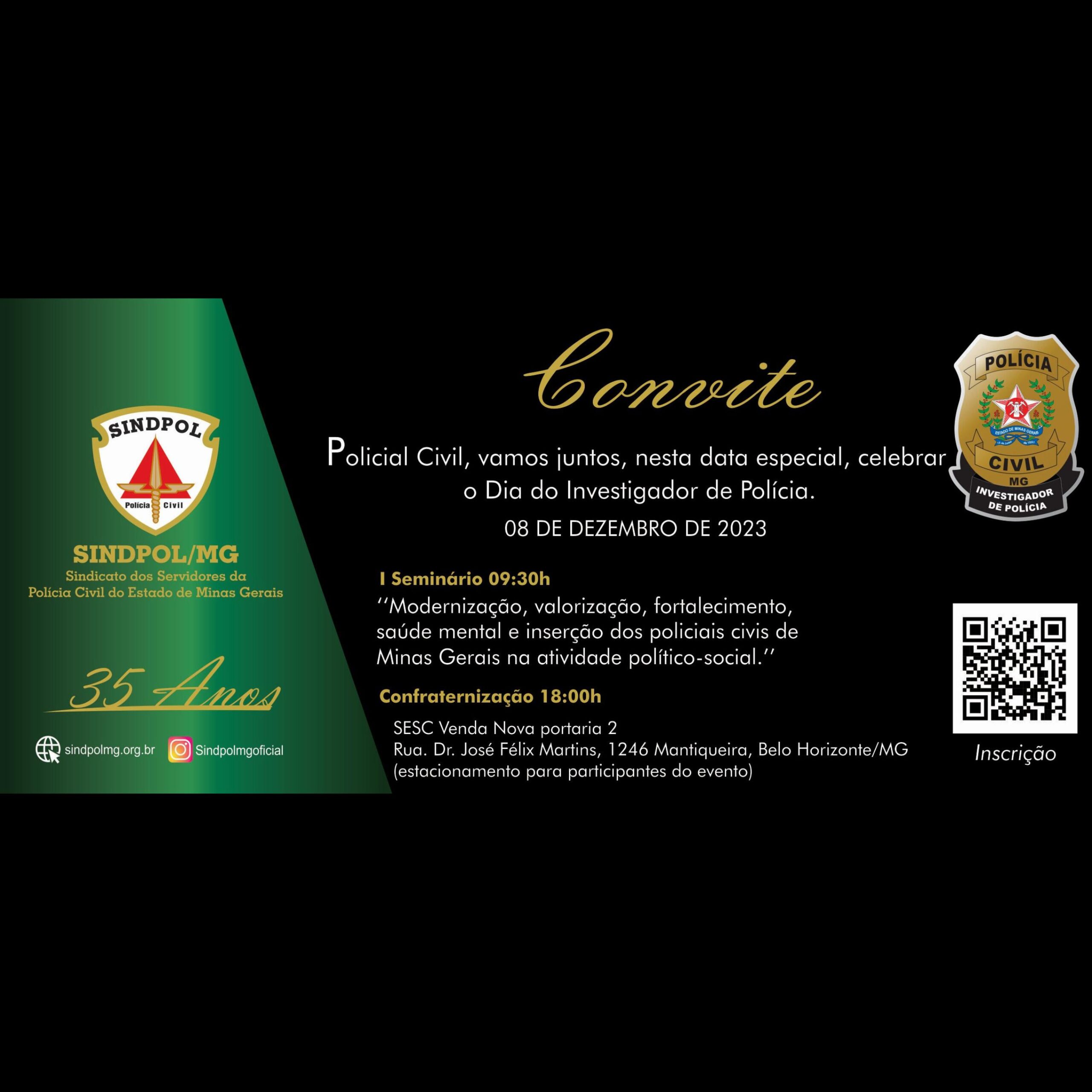 SINDPOL/MG CONVIDA PARA SEU I SEMINÁRIO!