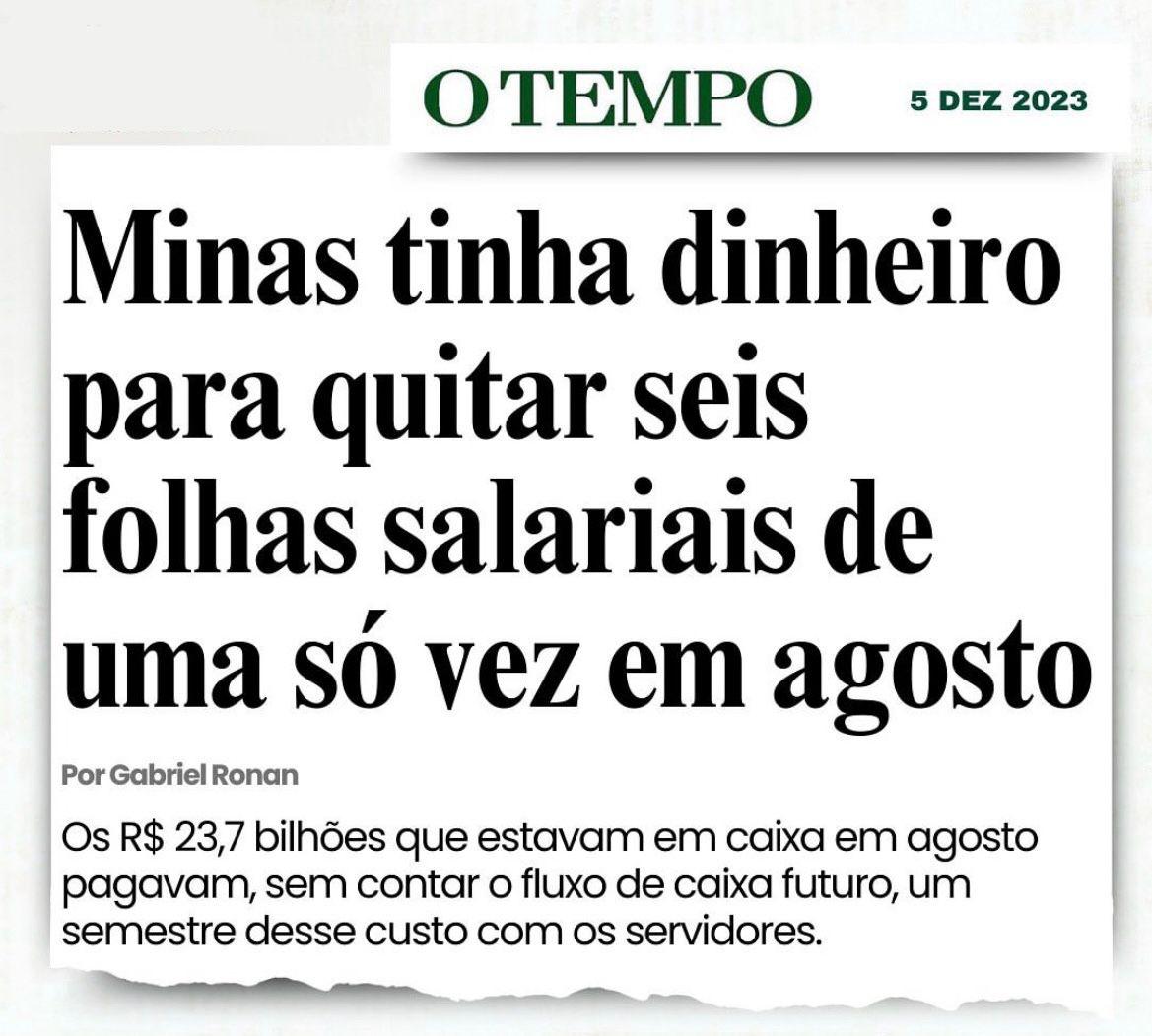 Zema mente para a população.