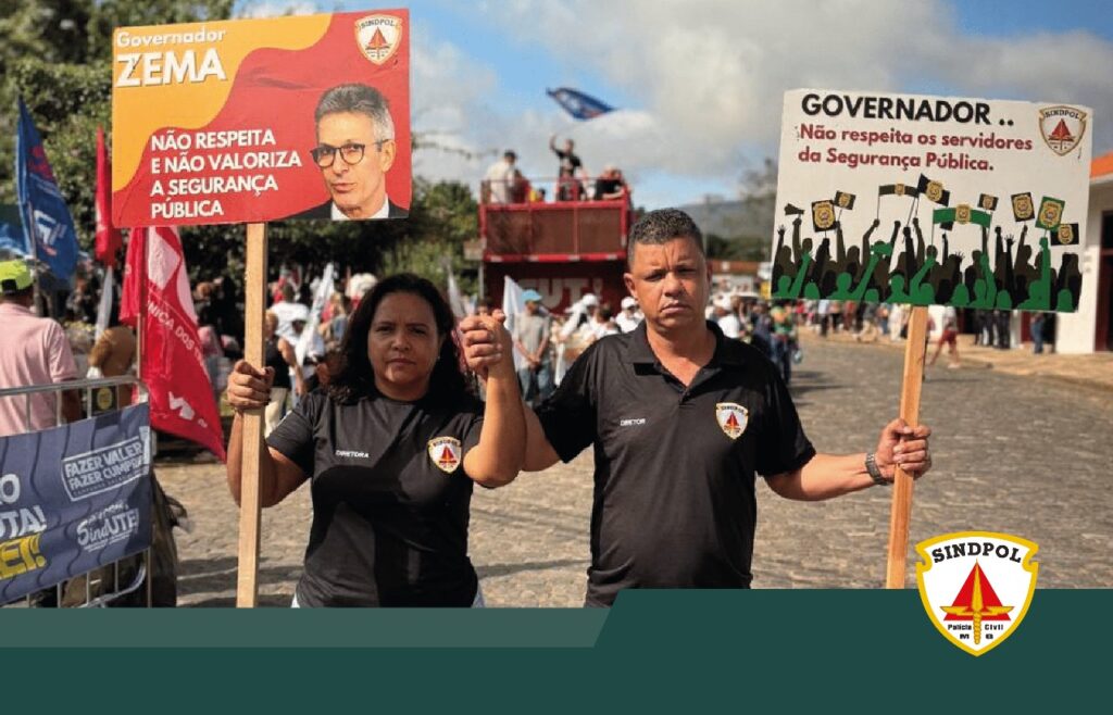 Sindpol/MG marca presença na manifestação contra o Governador Romeu Zema em Ouro Preto