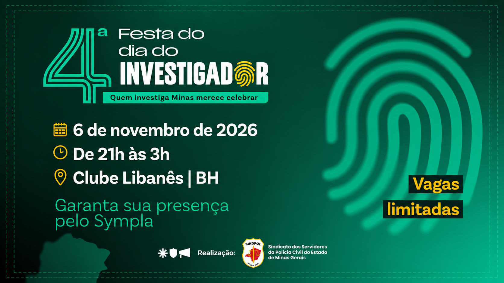 4ª Festa do Investigador de Polícia será realizada no dia 6 de novembro, em Belo Horizonte